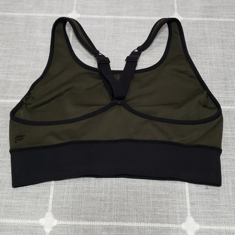 FABLETICS Adjustable straps Bra, Color green and black, Size S